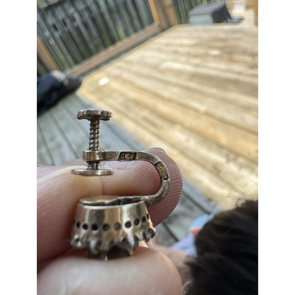 MODEL 1960s antique Ukraine Clip on earrings Stelling SILVER 875 vtg art - Picture 5 of 15